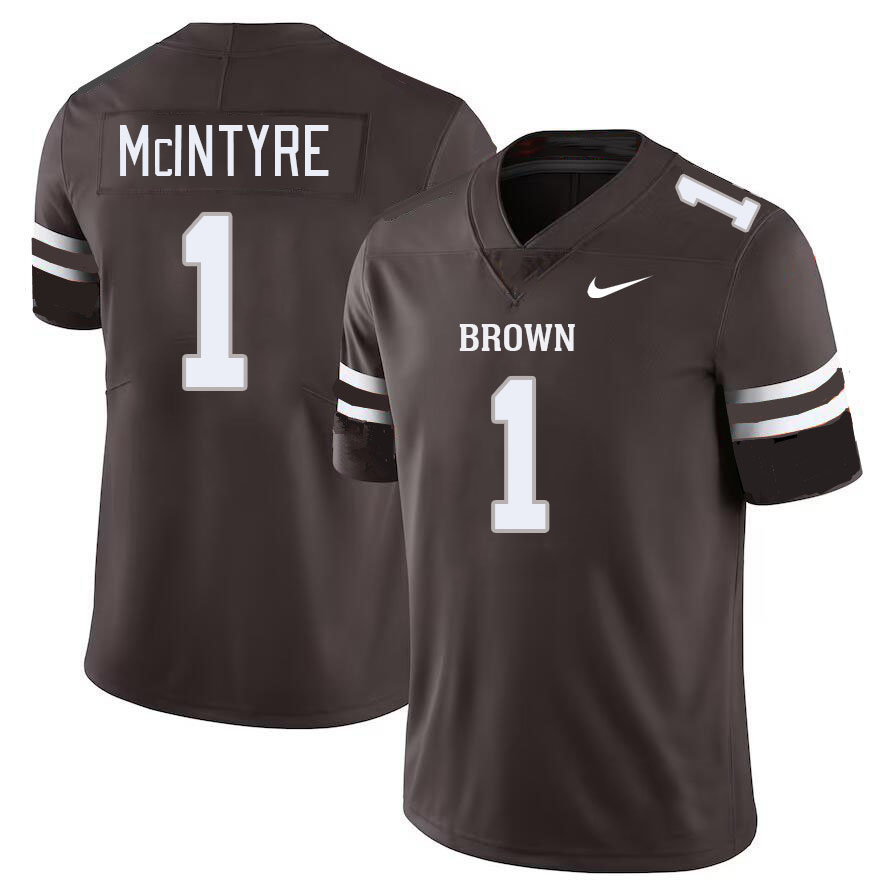 Men-Youth #1 Jordan McIntyre 2023 Brown Bears College Football Jerseys Stitched-Brown